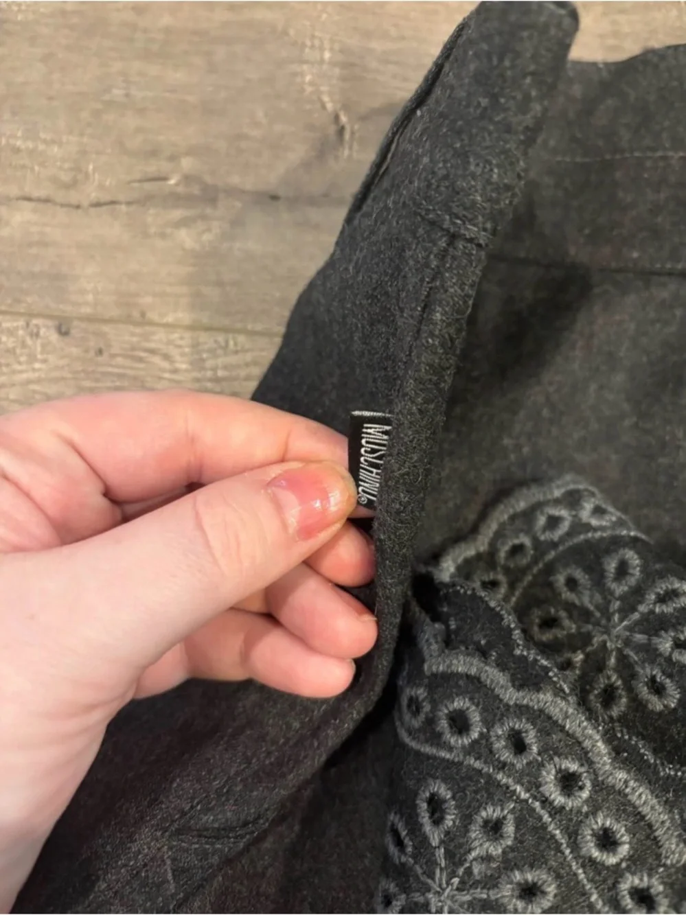 Moschino Dark Gray Wool-Blend Waistband Pants - Picture 6 of 6